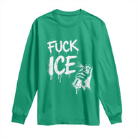 Fck Ice Long Sleeve Shirt Vintage Graffiti No Human is Illegal