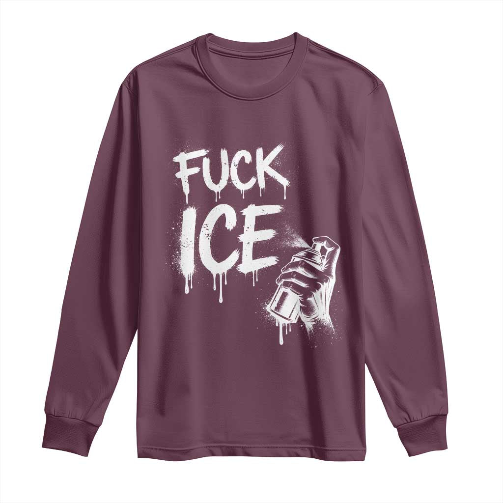 Fck Ice Long Sleeve Shirt Vintage Graffiti No Human is Illegal