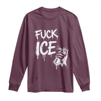 Fck Ice Long Sleeve Shirt Vintage Graffiti No Human is Illegal