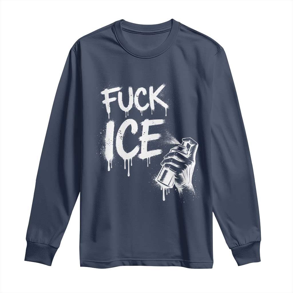 Fck Ice Long Sleeve Shirt Vintage Graffiti No Human is Illegal