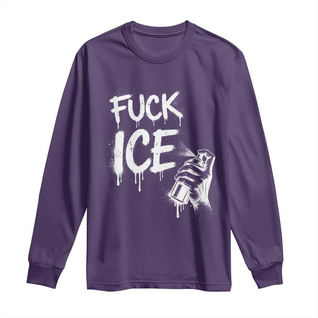 Fck Ice Long Sleeve Shirt Vintage Graffiti No Human is Illegal