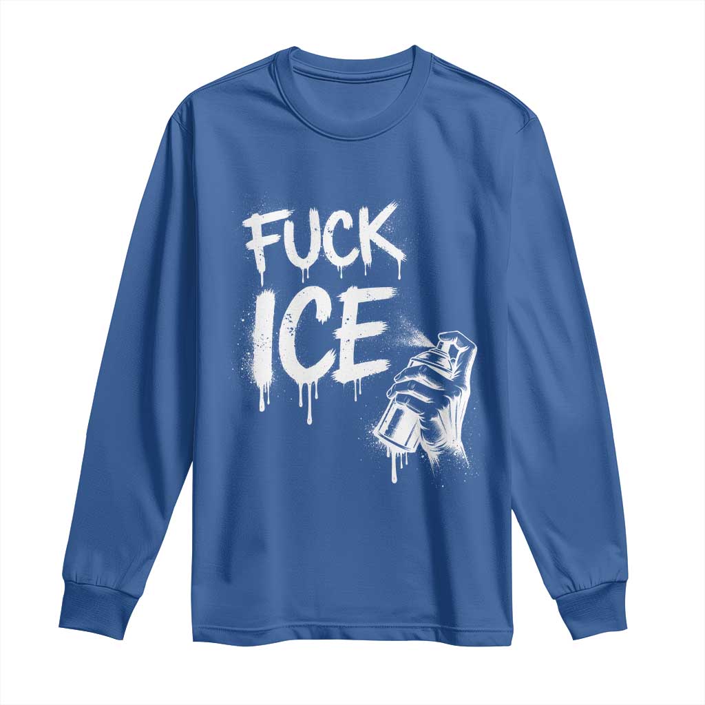 Fck Ice Long Sleeve Shirt Vintage Graffiti No Human is Illegal