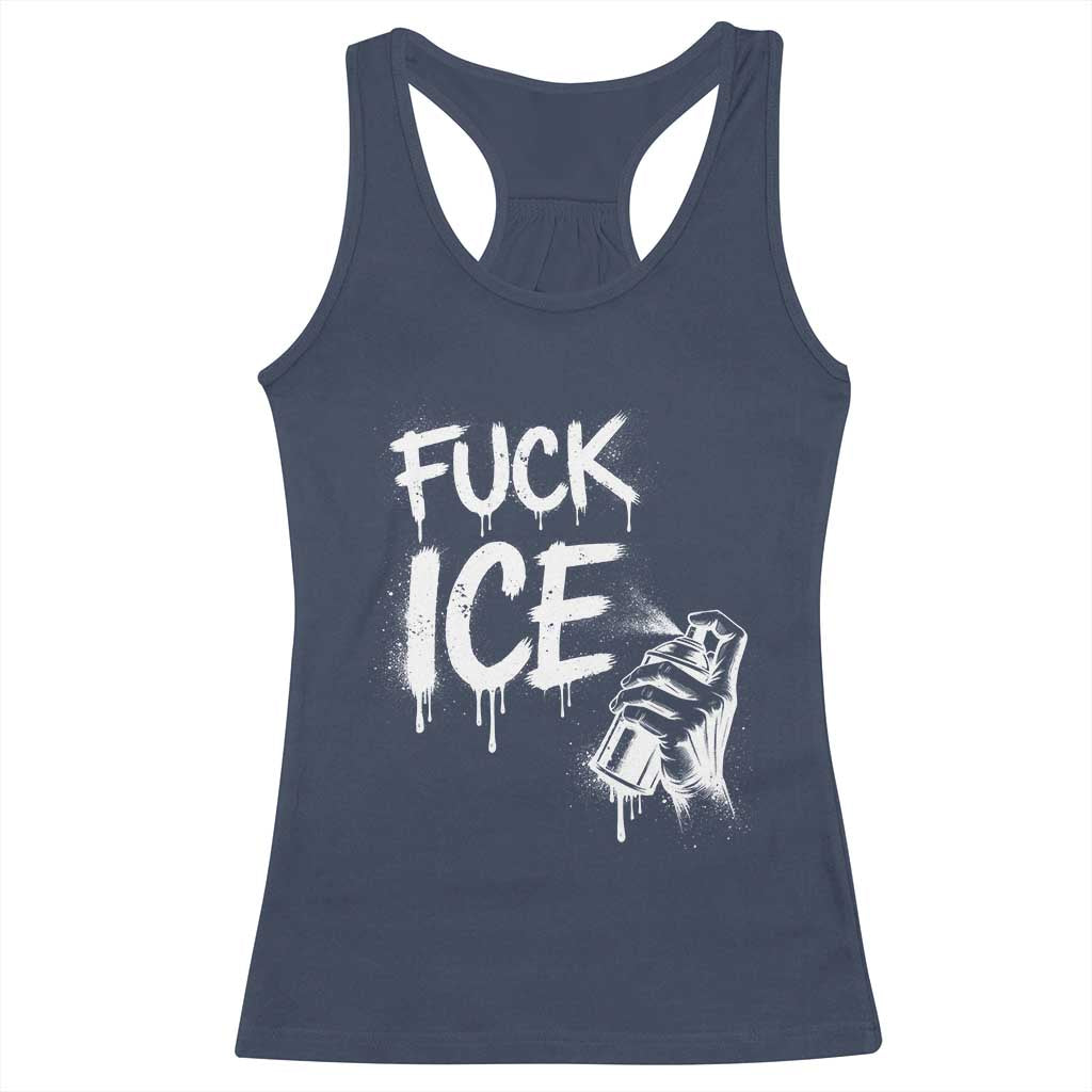 Fck Ice Racerback Tank Top Vintage Graffiti No Human is Illegal