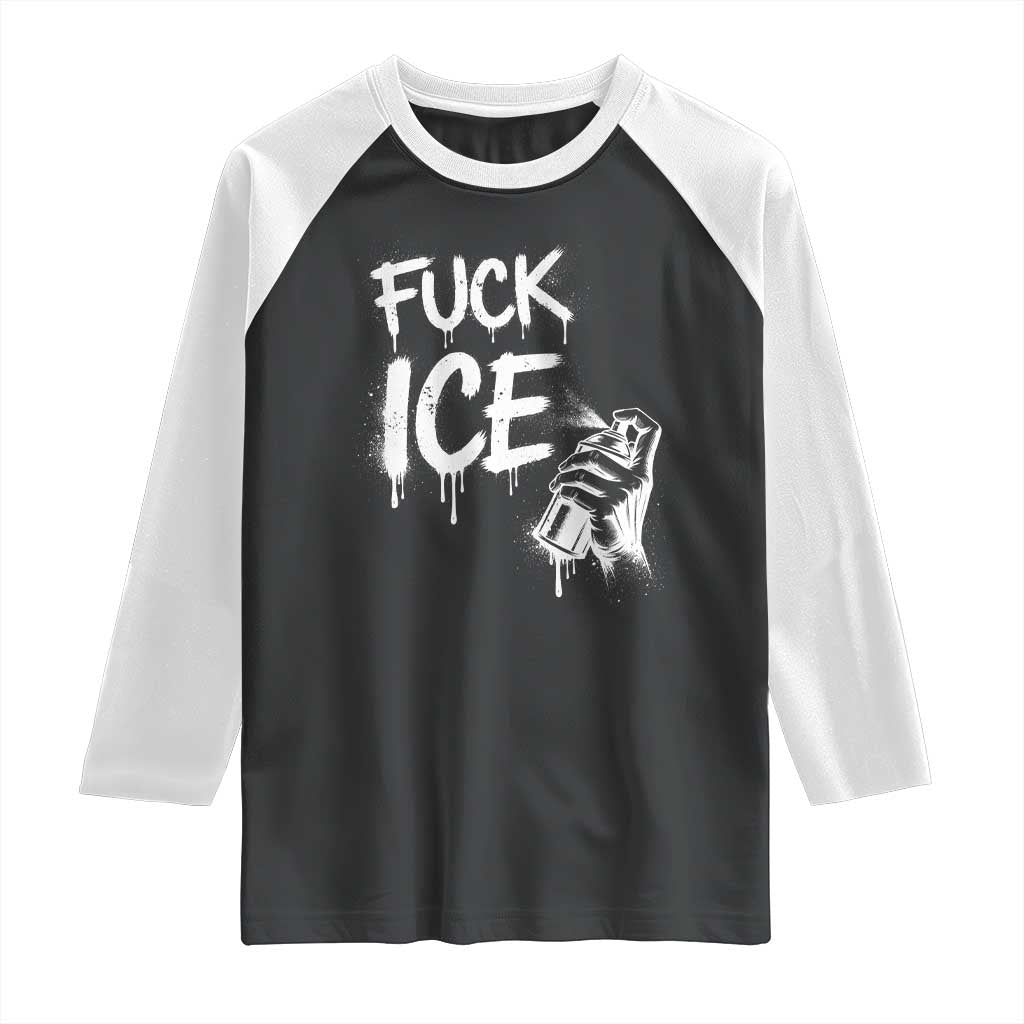 Fck Ice Raglan Shirt Vintage Graffiti No Human is Illegal