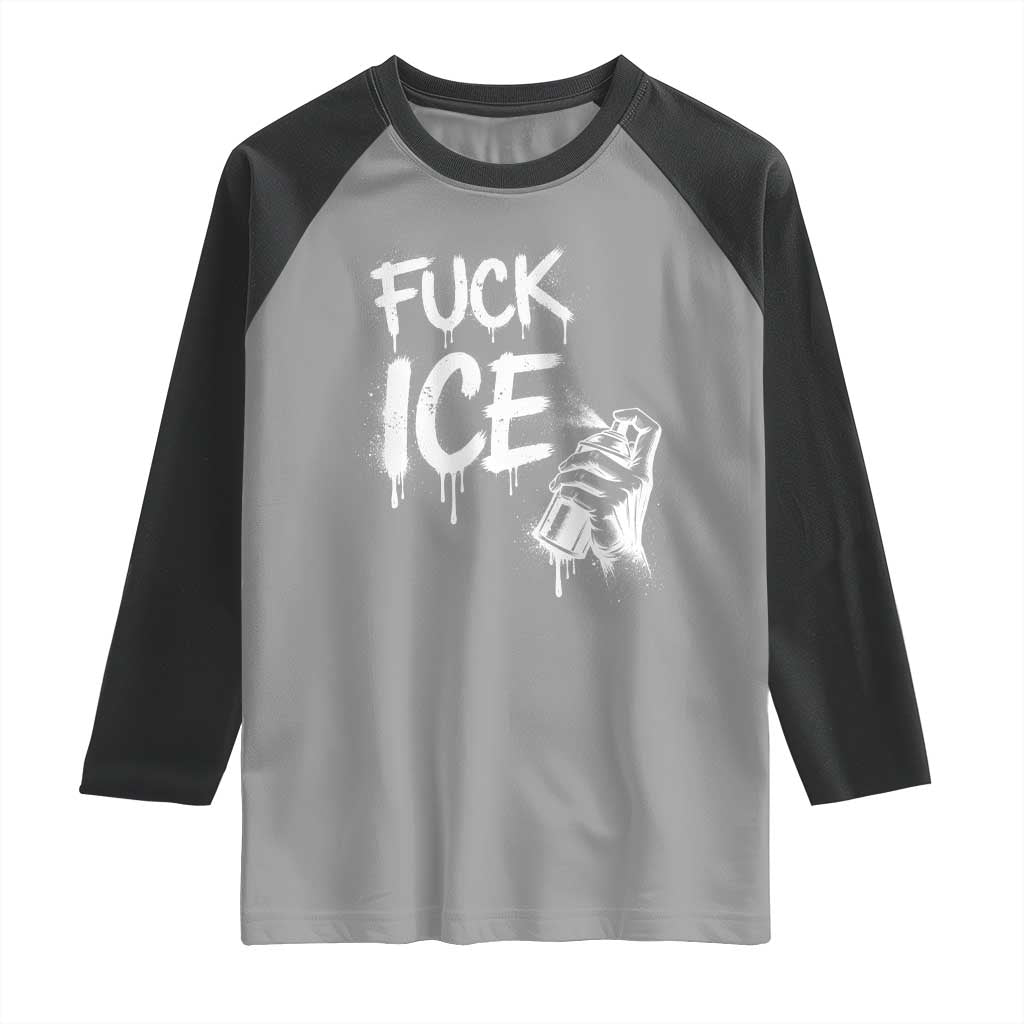 Fck Ice Raglan Shirt Vintage Graffiti No Human is Illegal