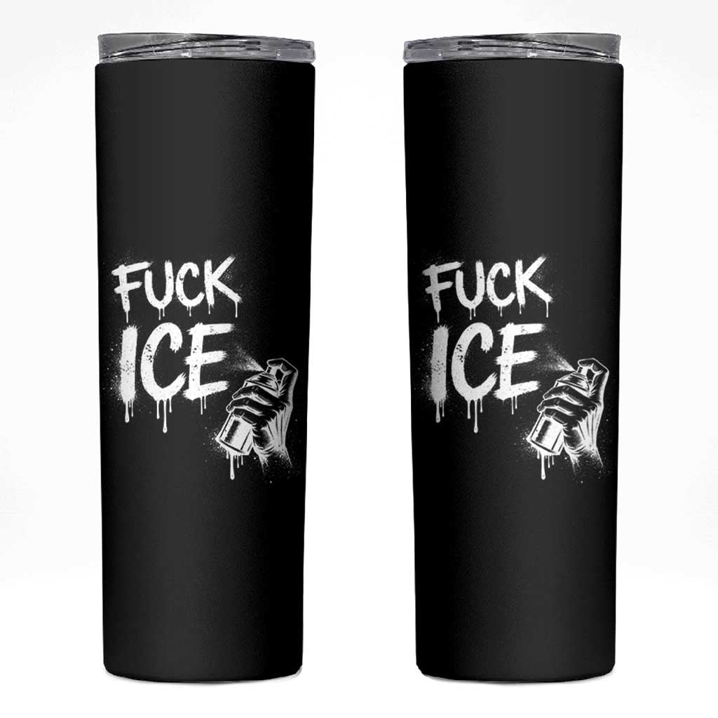 Fck Ice Skinny Tumbler Vintage Graffiti No Human is Illegal