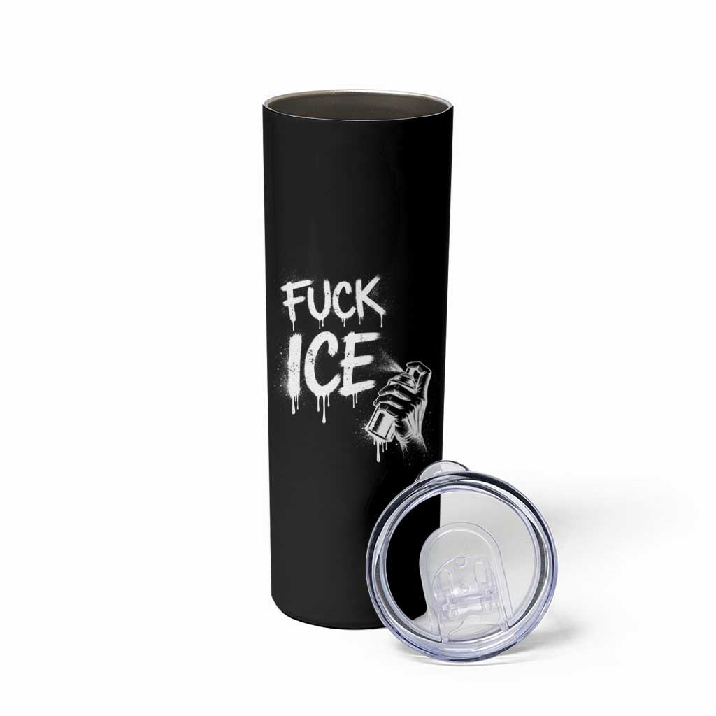 Fck Ice Skinny Tumbler Vintage Graffiti No Human is Illegal