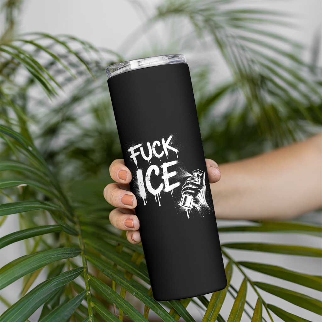 Fck Ice Skinny Tumbler Vintage Graffiti No Human is Illegal