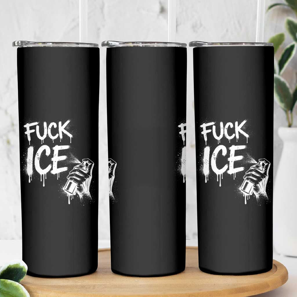 Fck Ice Skinny Tumbler Vintage Graffiti No Human is Illegal