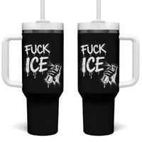 Fck Ice Tumbler With Handle Vintage Graffiti No Human is Illegal