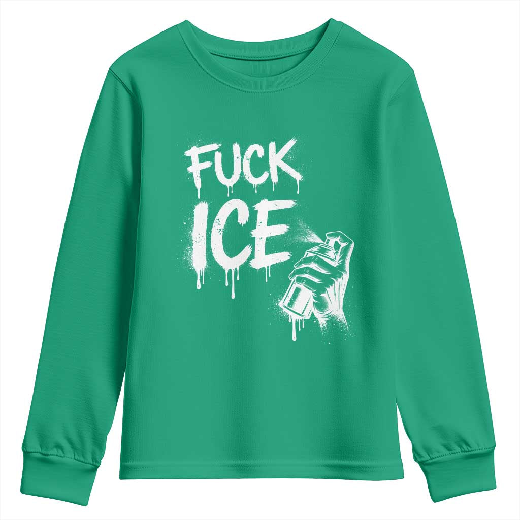 Fck Ice Youth Sweatshirt Vintage Graffiti No Human is Illegal