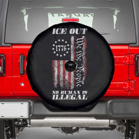 Ice Out No Human Is Illegal Spare Tire Cover Vintage Old 1776 US Flag