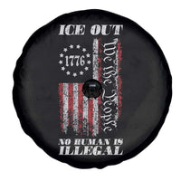Ice Out No Human Is Illegal Spare Tire Cover Vintage Old 1776 US Flag