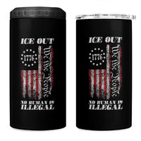 Ice Out No Human Is Illegal 4 in 1 Can Cooler Tumbler Vintage Old 1776 US Flag