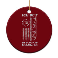 Ice Out No Human Is Illegal Ceramic Ornament Vintage Old 1776 US Flag
