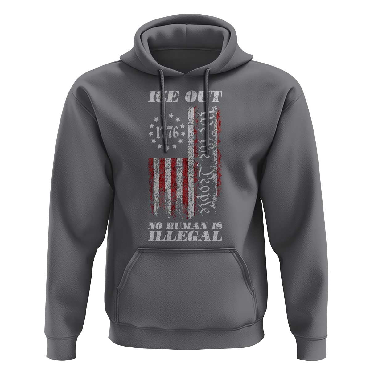 Ice Out No Human Is Illegal Hoodie Vintage Old 1776 US Flag