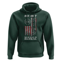 Ice Out No Human Is Illegal Hoodie Vintage Old 1776 US Flag