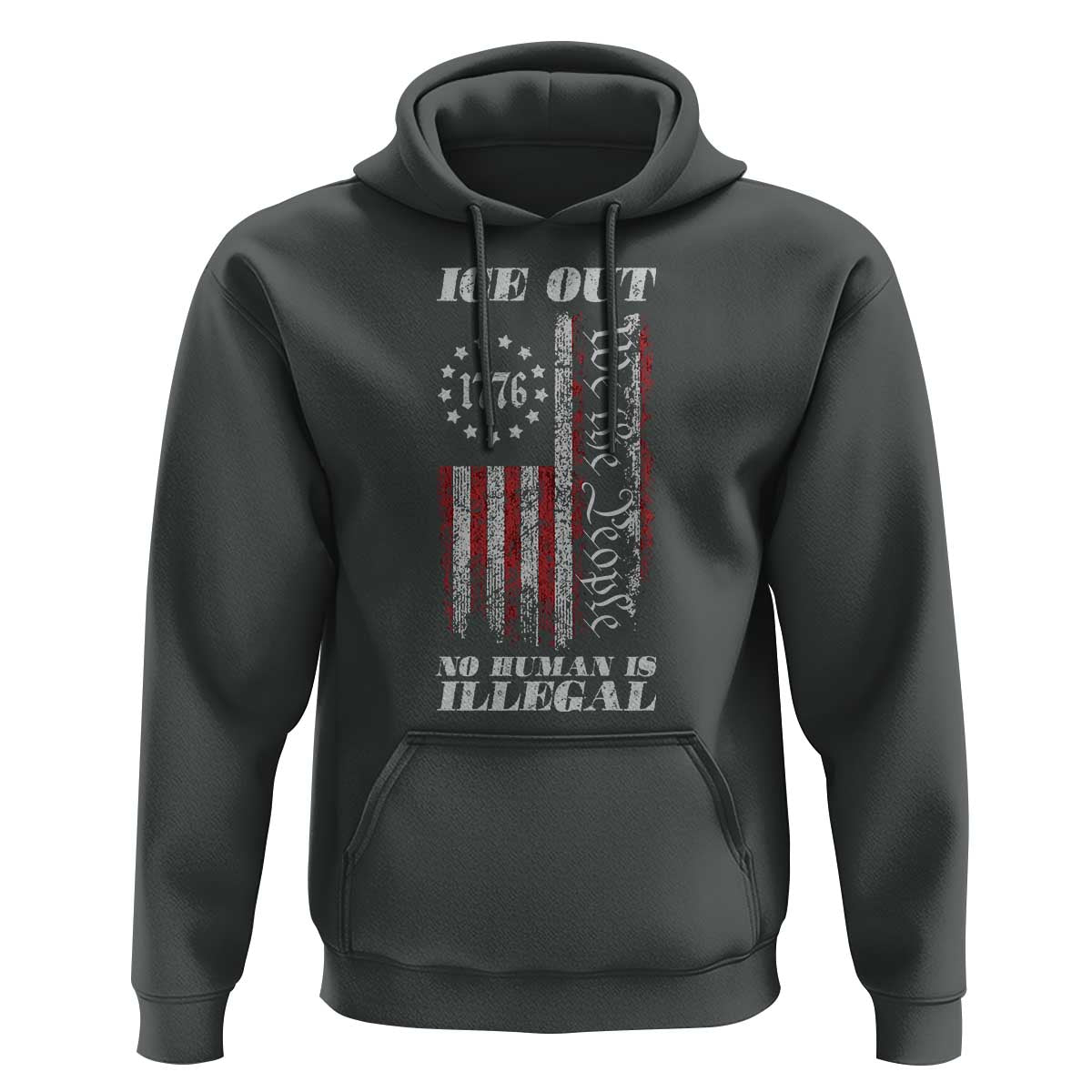 Ice Out No Human Is Illegal Hoodie Vintage Old 1776 US Flag