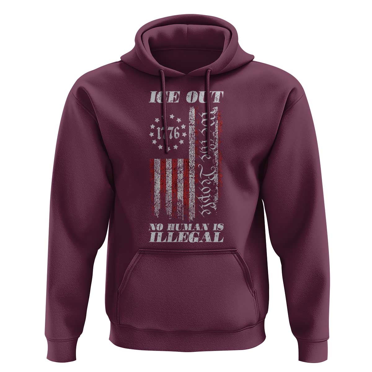 Ice Out No Human Is Illegal Hoodie Vintage Old 1776 US Flag