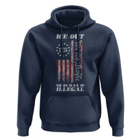 Ice Out No Human Is Illegal Hoodie Vintage Old 1776 US Flag