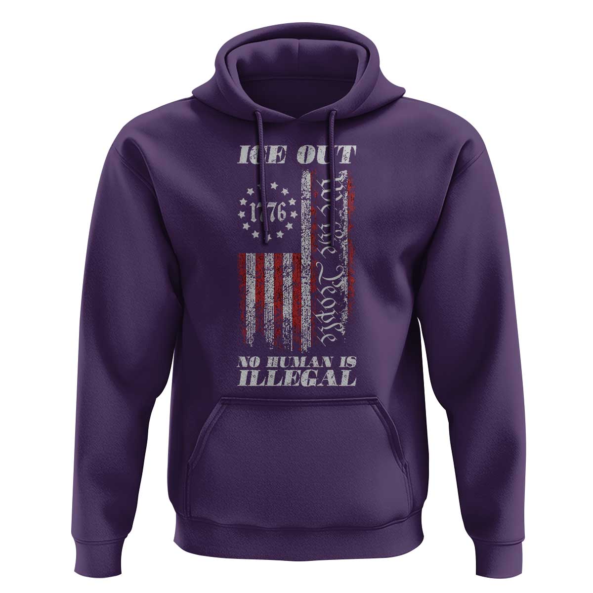 Ice Out No Human Is Illegal Hoodie Vintage Old 1776 US Flag