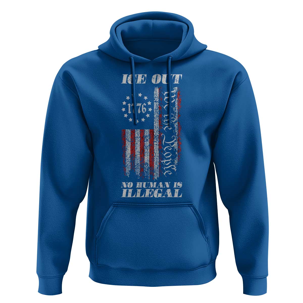 Ice Out No Human Is Illegal Hoodie Vintage Old 1776 US Flag