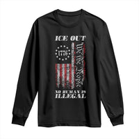 Ice Out No Human Is Illegal Long Sleeve Shirt Vintage Old 1776 US Flag