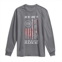 Ice Out No Human Is Illegal Long Sleeve Shirt Vintage Old 1776 US Flag