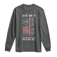 Ice Out No Human Is Illegal Long Sleeve Shirt Vintage Old 1776 US Flag