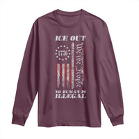 Ice Out No Human Is Illegal Long Sleeve Shirt Vintage Old 1776 US Flag