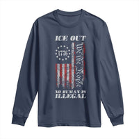 Ice Out No Human Is Illegal Long Sleeve Shirt Vintage Old 1776 US Flag