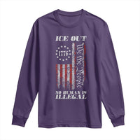 Ice Out No Human Is Illegal Long Sleeve Shirt Vintage Old 1776 US Flag