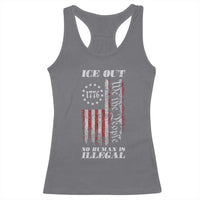 Ice Out No Human Is Illegal Racerback Tank Top Vintage Old 1776 US Flag