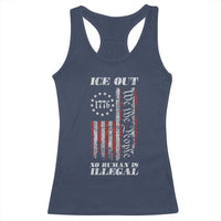 Ice Out No Human Is Illegal Racerback Tank Top Vintage Old 1776 US Flag