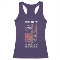 Ice Out No Human Is Illegal Racerback Tank Top Vintage Old 1776 US Flag