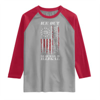 Ice Out No Human Is Illegal Raglan Shirt Vintage Old 1776 US Flag