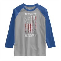 Ice Out No Human Is Illegal Raglan Shirt Vintage Old 1776 US Flag
