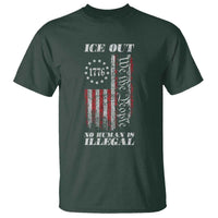 Ice Out No Human Is Illegal T Shirt Vintage Old 1776 US Flag