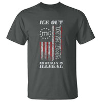 Ice Out No Human Is Illegal T Shirt Vintage Old 1776 US Flag