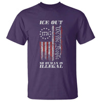Ice Out No Human Is Illegal T Shirt Vintage Old 1776 US Flag