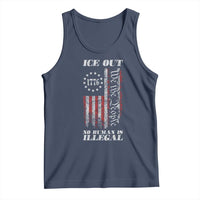 Ice Out No Human Is Illegal Tank Top Vintage Old 1776 US Flag