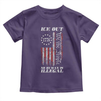 Ice Out No Human Is Illegal Toddler T Shirt Vintage Old 1776 US Flag