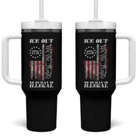 Ice Out No Human Is Illegal Tumbler With Handle Vintage Old 1776 US Flag