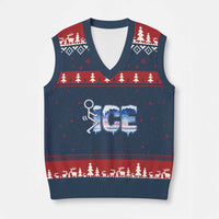 Fck Ice V-Neck Knit Sweater Vest Sarcastic Immigration Protest