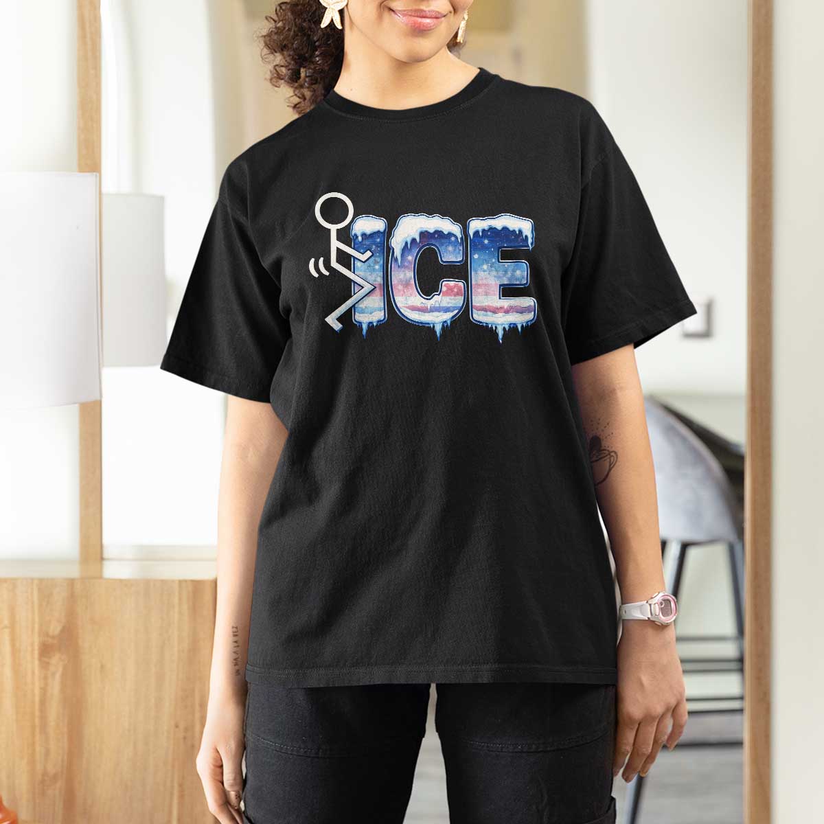 Fck Ice T Shirt For Women Sarcastic Immigration Protest
