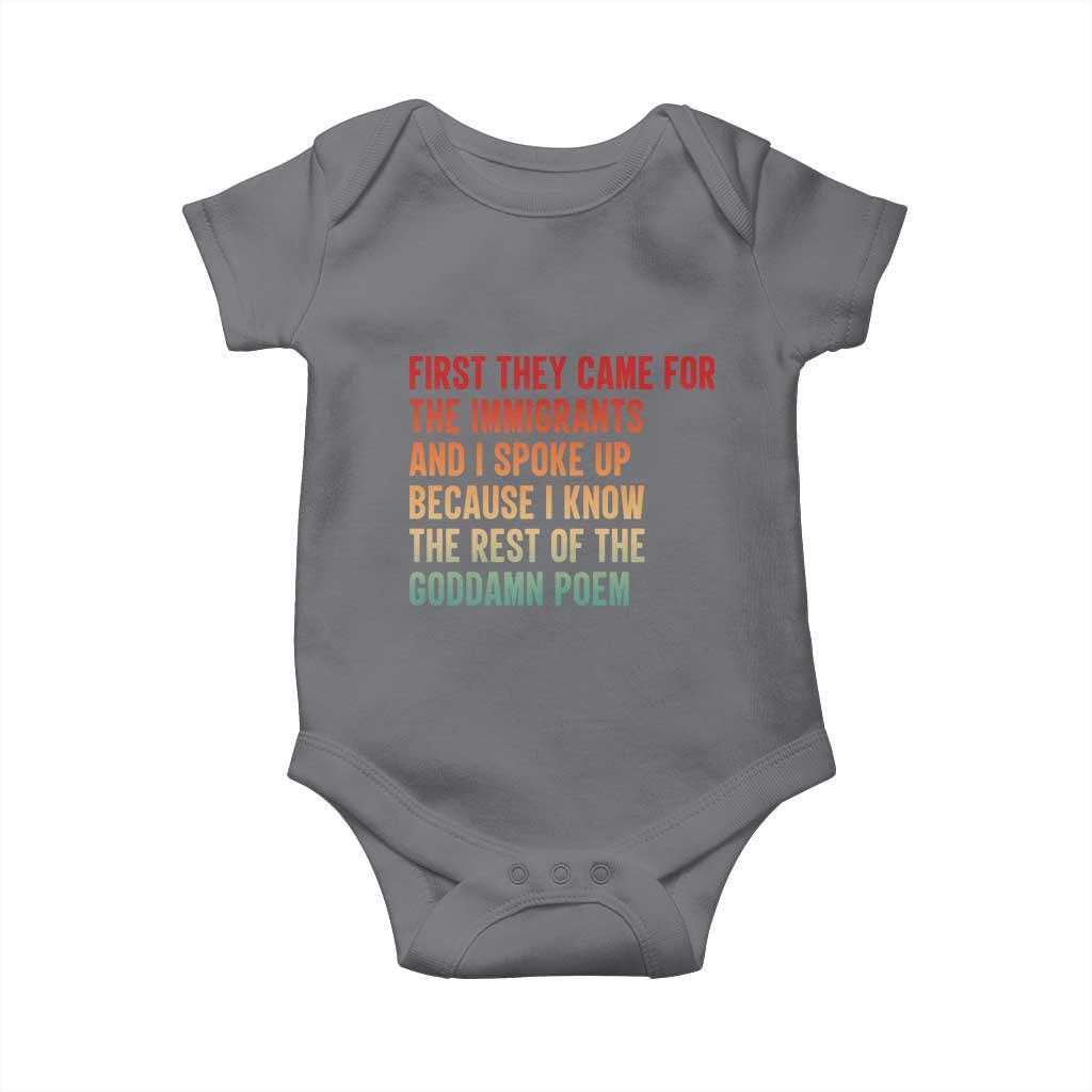 First They Came For The Immigrants Baby Onesie Retro Human Rights Protest