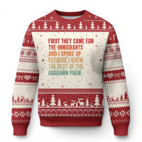 First They Came For The Immigrants Ugly Christmas Sweater Retro Human Rights Protest