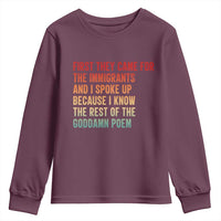 First They Came For The Immigrants Youth Sweatshirt Retro Human Rights Protest