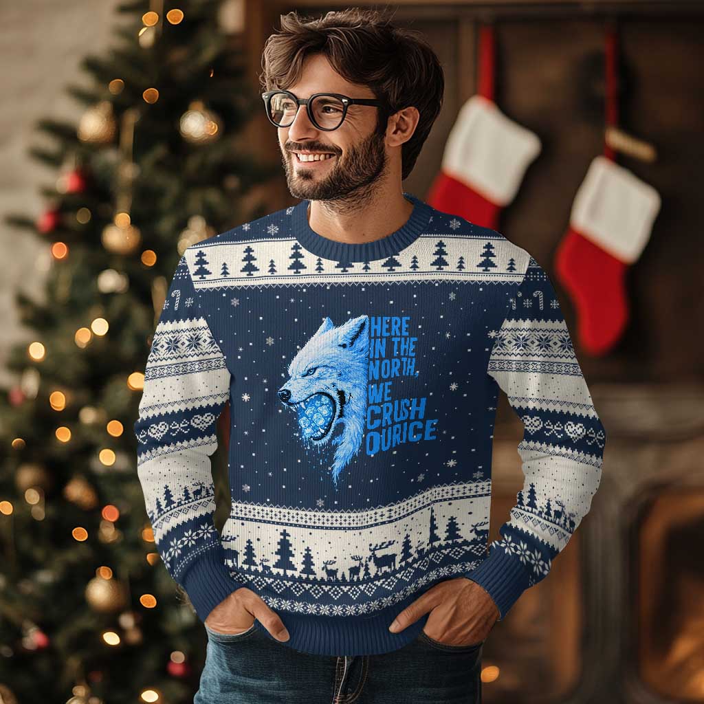 Crush Ice Ugly Christmas Sweater Wolf Human Rights Protest