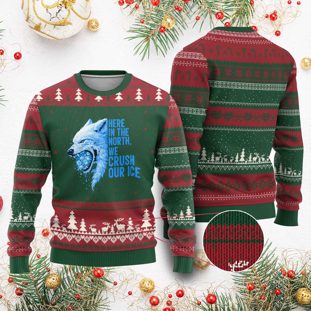 Crush Ice Ugly Christmas Sweater Wolf Human Rights Protest